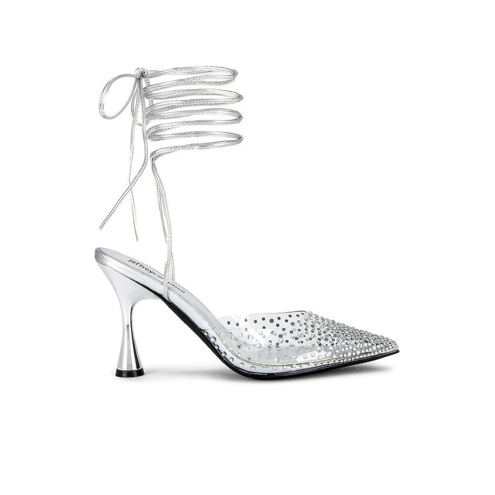 Jeffrey Campbell Rhinestone Silver Clear Baddie Pumps Size 10